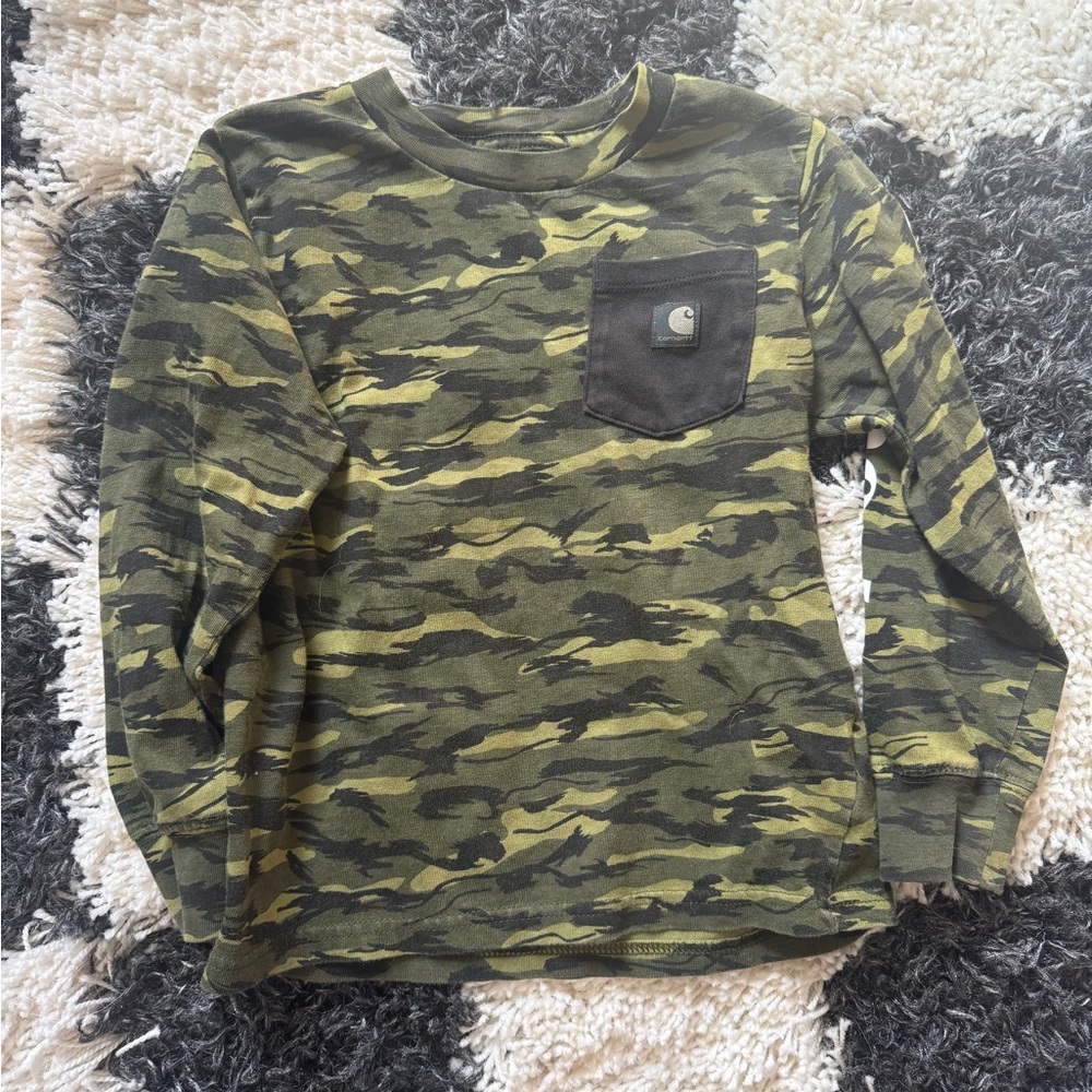 Carhartt Olive & Black Camo Long-Sleeve Pocket Tee
